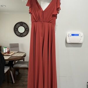 Elegant Rust Maxi Dress